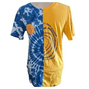 Dutch Bros T-Shirt Yellow Blue Size XS 100% Cotton Half and Half Tie-Dye Unisex